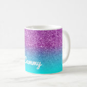 Mermaid Purple and Aqua Faux Glitter Ombre Coffee Mug (Front Right)