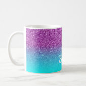 Mermaid Purple and Aqua Faux Glitter Ombre Coffee Mug (Left)
