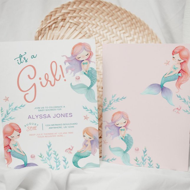 Mermaid Purple and Teal Baby Shower Invitation (Creator Uploaded)