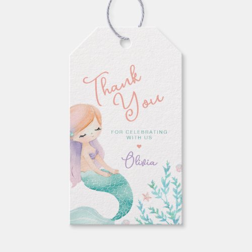 Mermaid Purple and Teal Birthday Gift Tags