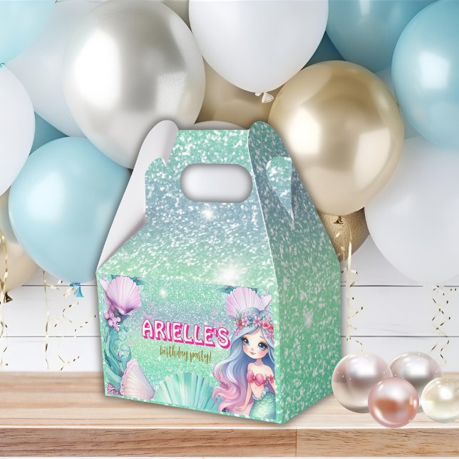 Mermaid purple and teal glitter Favor Box (Creator Uploaded)