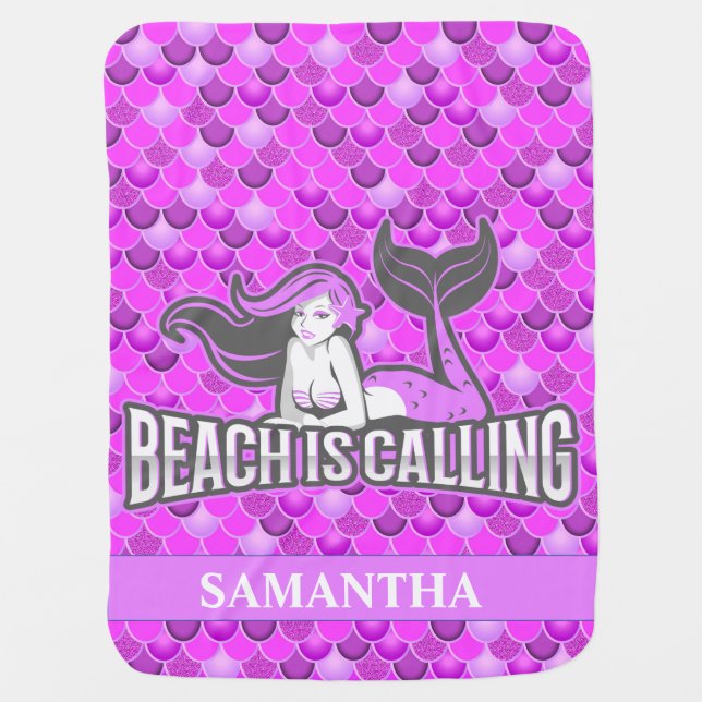 mermaid PURPLE  Baby Blanket (Front)