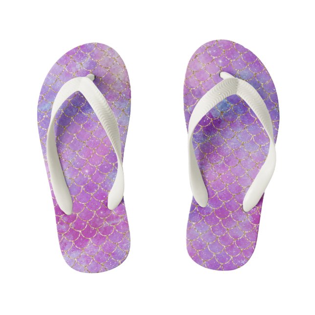 Mermaid Purple Beach Kid's Flip Flops (Footbed)