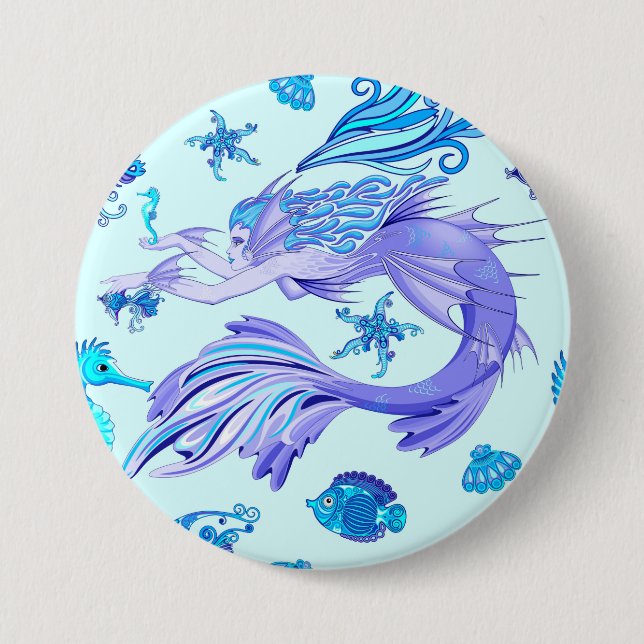 Mermaid Purple Fairy Creature Button (Front)