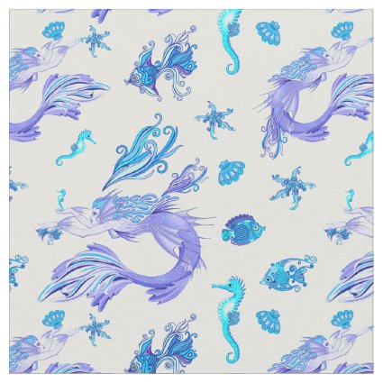 Mermaid Purple Fairy Creature Fabric