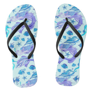 Mermaid Purple Fairy Creature Flip Flops