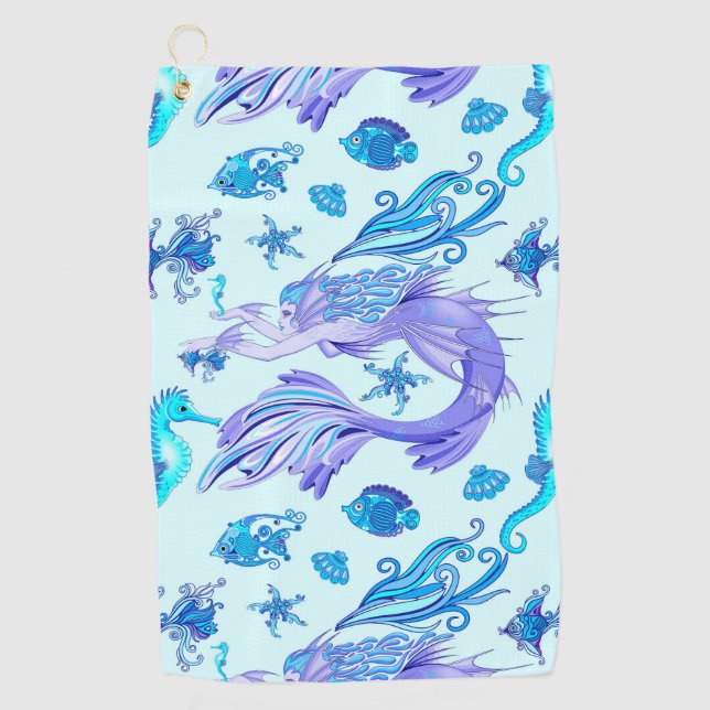 Mermaid Purple Fairy Creature Golf Towel (Front)