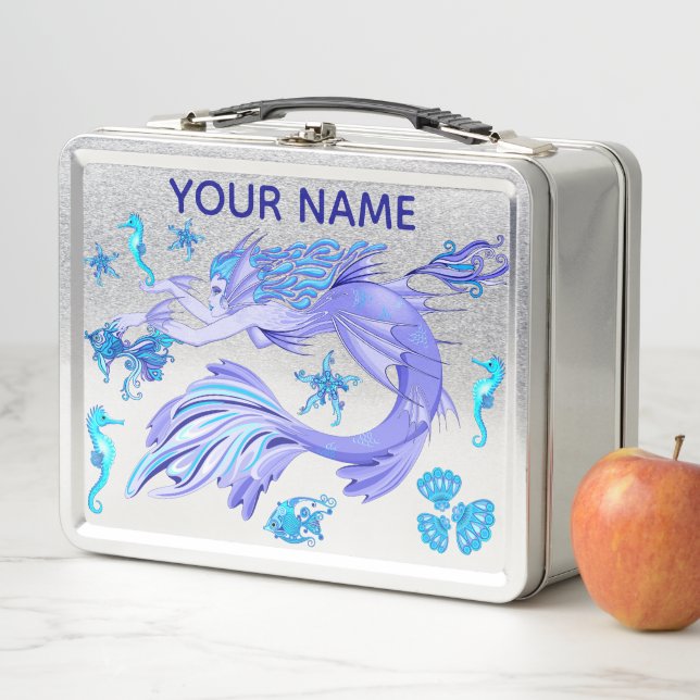 Mermaid Purple Fairy Creature Metal Lunch Box (In Situ)