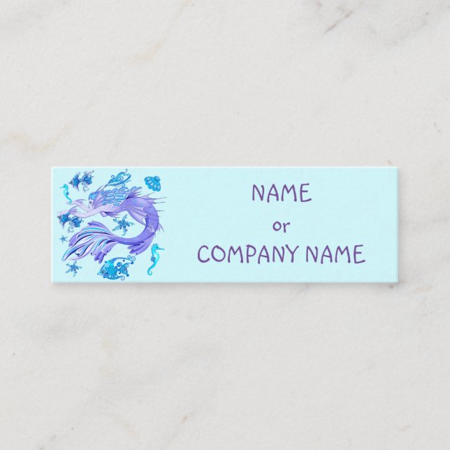 Mermaid Purple Fairy Creature Mini Business Card (Front)