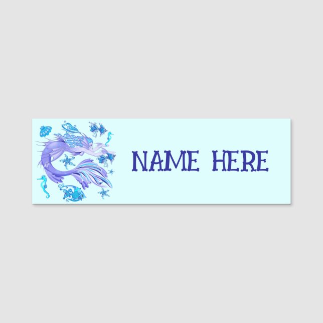 Mermaid Purple Fairy Creature Name Tag (Front)