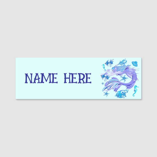 Mermaid Purple Fairy Creature Name Tag (Front)