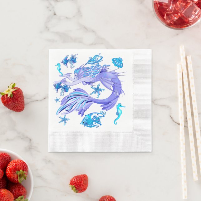 Mermaid Purple Fairy Creature Napkins (Insitu)