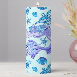Mermaid Purple Fairy Creature Pillar Candle