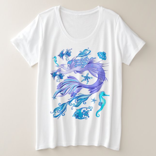 Mermaid Purple Fairy Creature Plus Size T-Shirt (Design Front)