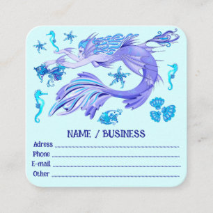 Mermaid Purple Fairy Creature Square Business Card