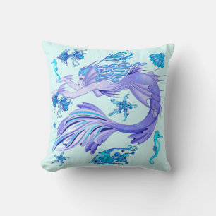 Mermaid Purple Fairy Creature Throw Pillow