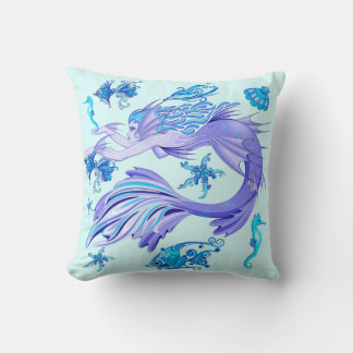 Mermaid Purple Fairy Creature Throw Pillow