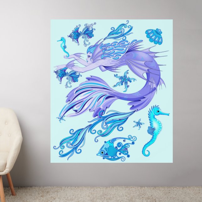 Mermaid Purple Fairy Creature Wall Decal (Living Room 2)