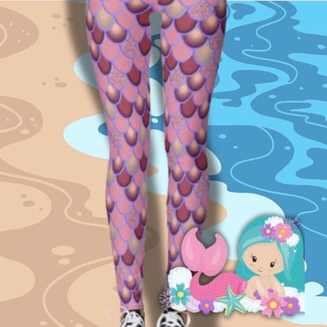 Mermaid Purple girl Leggings (Each gift is selected with care, blending whimsical mermaid themes)