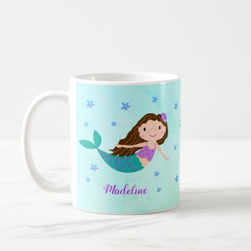 Mermaid Purple Glitter Aqua Coffee Mug