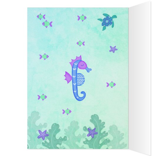 Mermaid Purple Glitter Baby Shower Thank You (Inside (Left))
