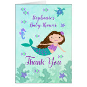 Mermaid Purple Glitter Baby Shower Thank You (Front)