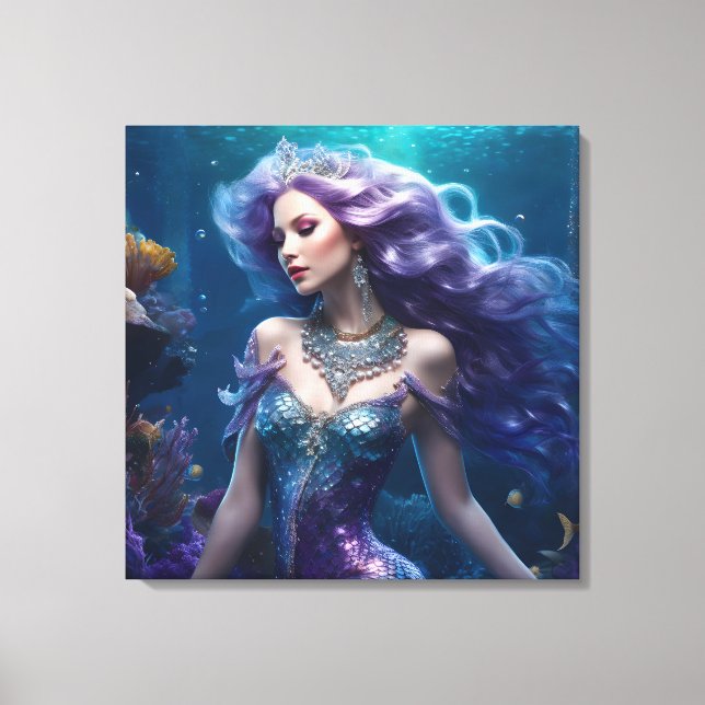 Mermaid Purple Hair Canvas Print (Front)