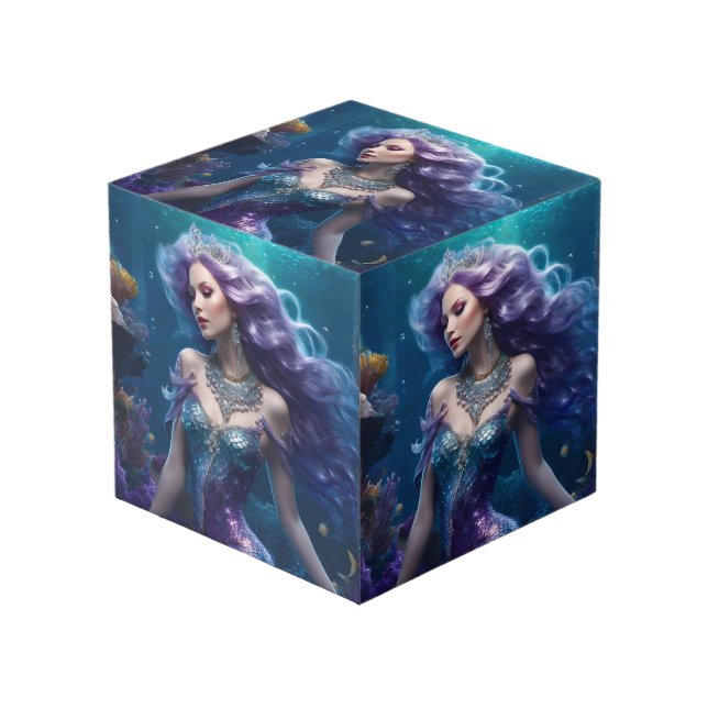 Mermaid Purple Hair Cube (Front Angled)