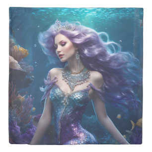 Mermaid Purple Hair Duvet Cover