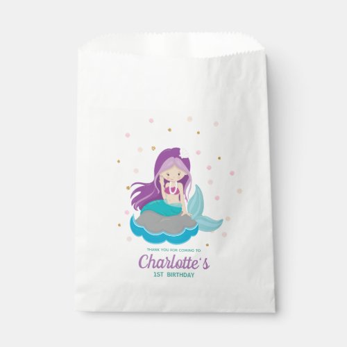 Mermaid Purple Hair Favors Lolly Favor Bag
