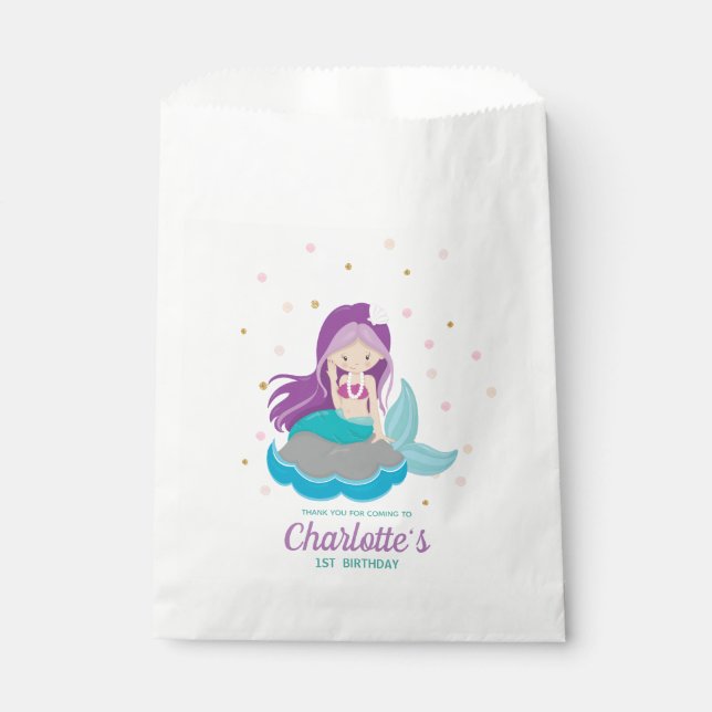Mermaid Purple Hair Favors Lolly Favor Bag (Front)