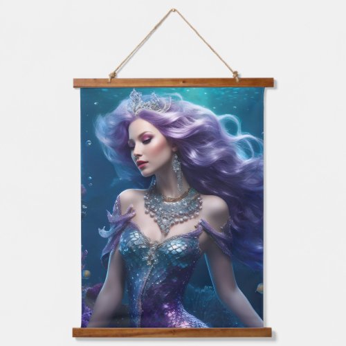 Mermaid Purple Hair Hanging Tapestry