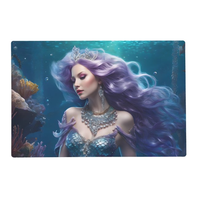 Mermaid Purple Hair Placemat (Front)
