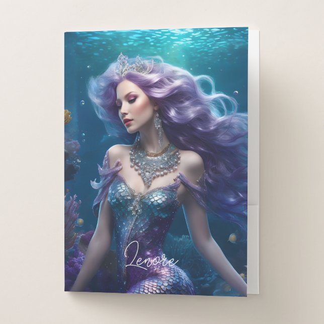 Mermaid Purple Hair Pocket Folder (Front)