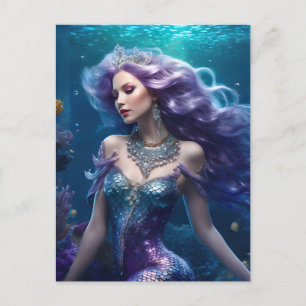Mermaid Purple Hair Postcard