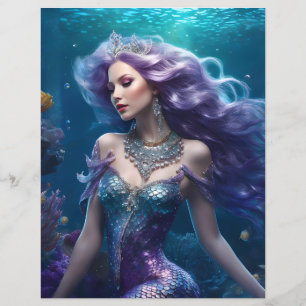 Mermaid Purple Hair Scrapbook Paper