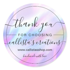 Mermaid Purple Holographic Customer Thank You Classic Round Sticker