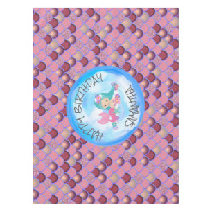 Mermaid  Purple Pink Scales  Tablecloth