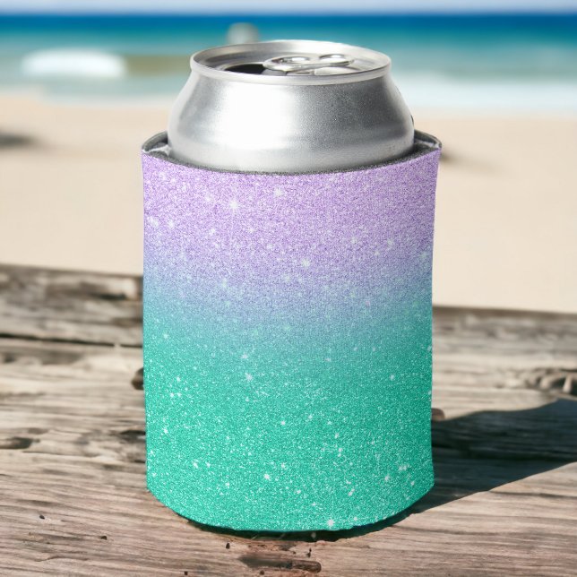 Mermaid purple teal aqua glitter ombre gradient can cooler (Mermaid purple teal aqua glitter ombre gradient can cooler)