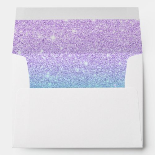 Mermaid purple teal aqua glitter ombre gradient envelope