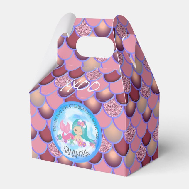 Mermaid Purple  thank you Favor Boxes (Front Side)
