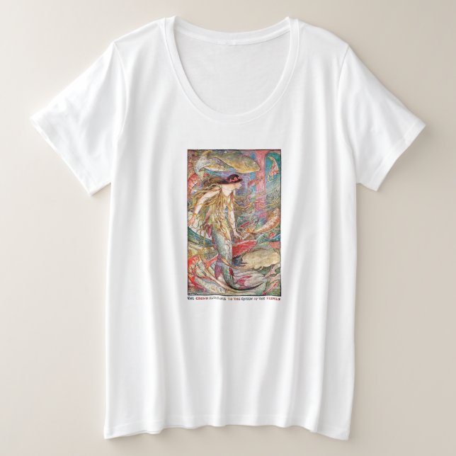 Mermaid Queen of the Fishes Plus Size T-Shirt (Design Front)