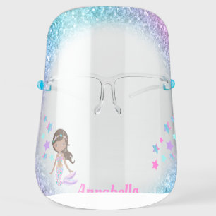 Mermaid Rainbow Gold Glitter Personalized Face Face Shield