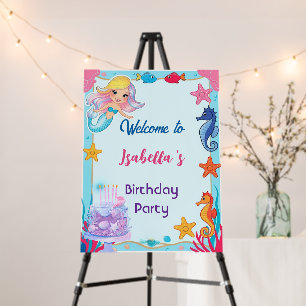 mermaid rainbow magical birthday party foam board