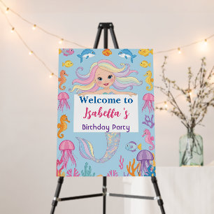 mermaid rainbow magical birthday party foam board
