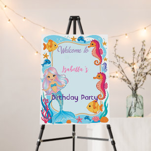 mermaid rainbow magical birthday party foam board