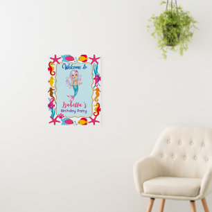 mermaid rainbow magical birthday party foam board