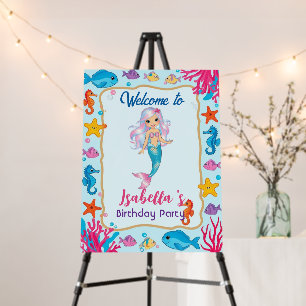 mermaid rainbow magical birthday party foam board