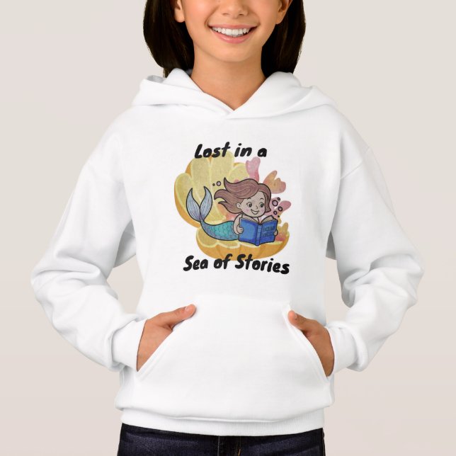 Mermaid Reading Book Under the Sea Hoodie (Front)
