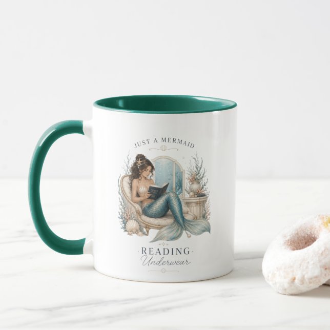 Mermaid reading mug (With Donut)